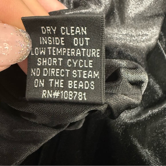 NWT AIDAN MATTOX Black Velvet Sequin Racerback Backless Cocktail Dress Cutout 6 - Picture 14 of 16